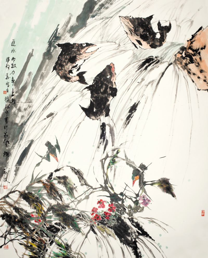逆水而跃、力争上游  200x250cm 2012年 .jpg